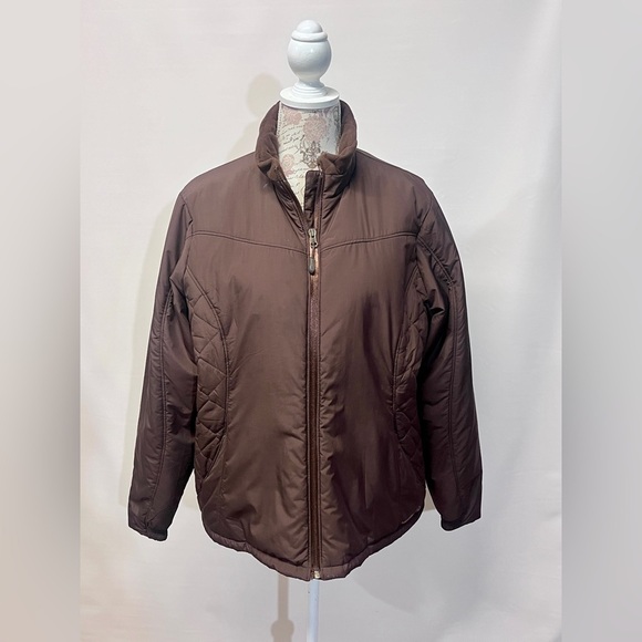 MERRELL Primaloft Full Zip Quilted Puffer Jacket Women's  Brown Zip Pockets XL - Picture 8 of 13
